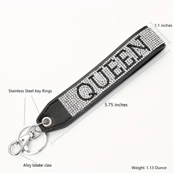 ** Rhinestone Queen Bracelet Keychain Key Ring Purse Bag Backpack PINK - Picture 2 of 2